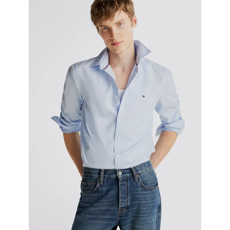 TOMMY HILFIGER - Camisa Flex De Corte Slim Fit Celeste Tommy Hilfiger