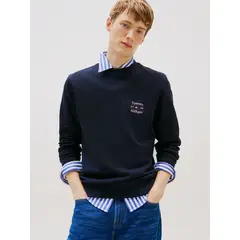 TOMMY HILFIGER - Polerón Solid Stack Logo Azul