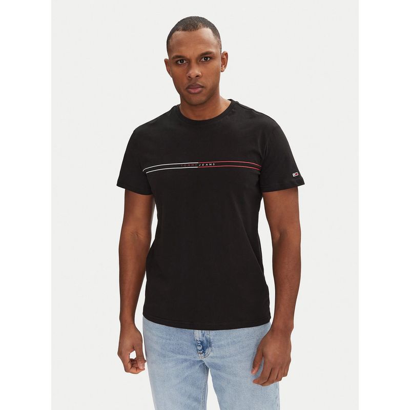 TOMMY HILFIGER - Polera Entry Graphic Logo Slim Fit Negro Tommy Jeans