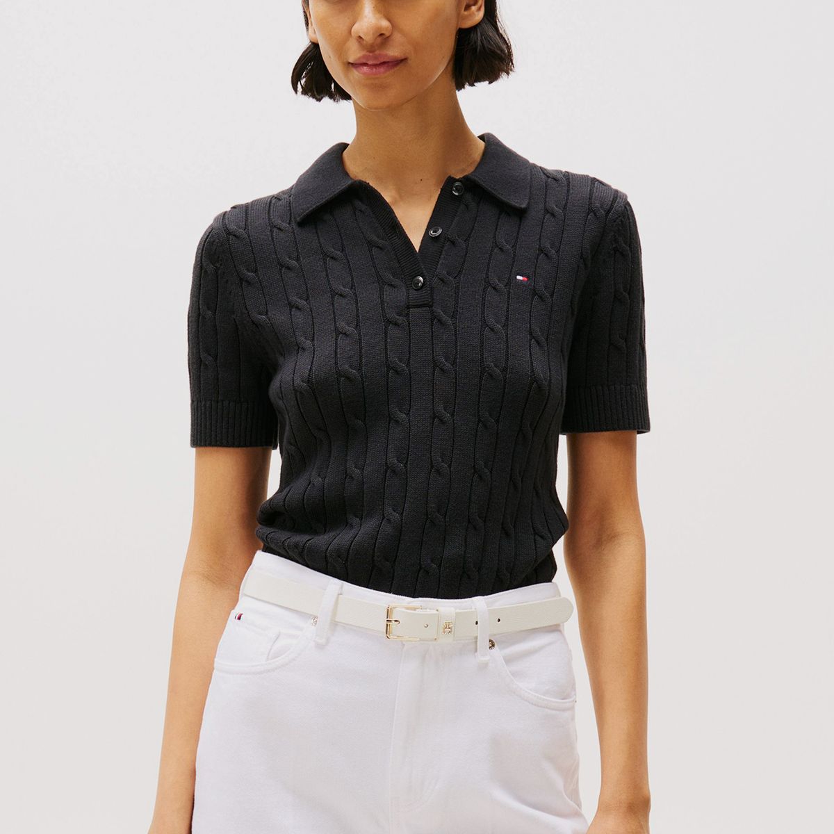 TOMMY HILFIGER - Sweater Cable Solid Negro Tommy Hilfiger