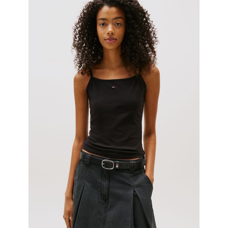 TOMMY HILFIGER - Polera Essential Con Logo Negro Tommy Jeans
