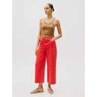 Jeans Wide Leg De Talle Alto Rojo