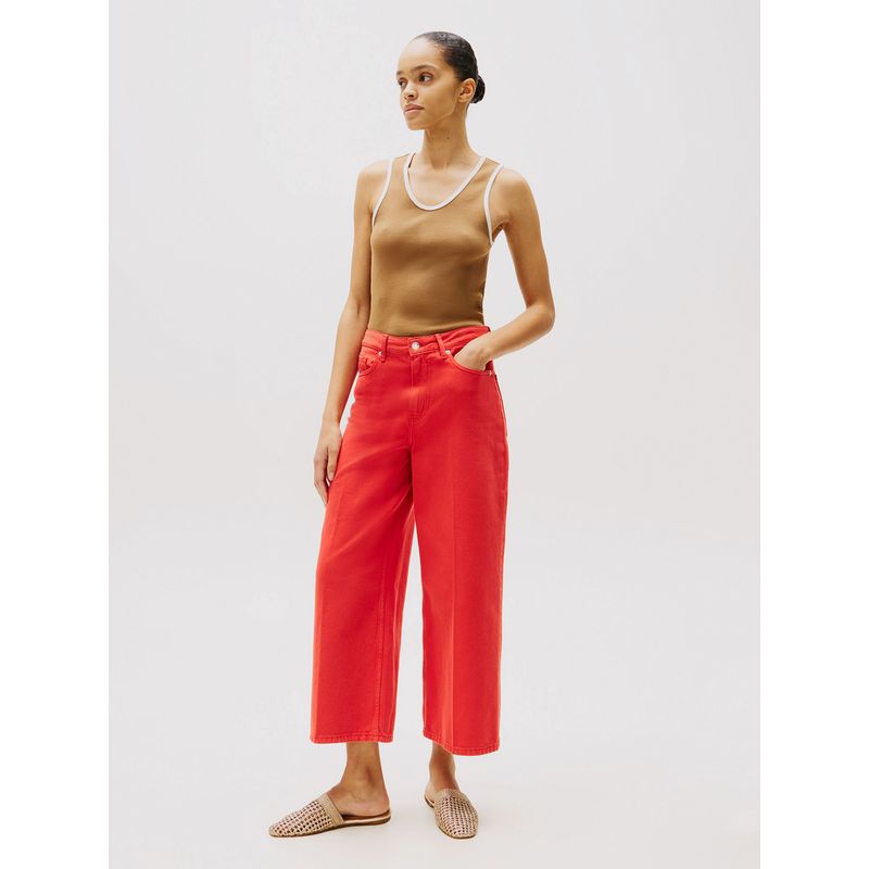 TOMMY HILFIGER - Jeans Wide Leg De Talle Alto Rojo Tommy Hilfiger