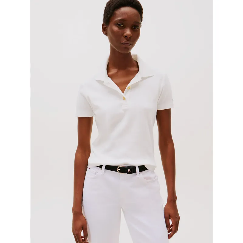 TOMMY HILFIGER - Polo Gold Button Slim Fit Blanco Tommy Hilfiger