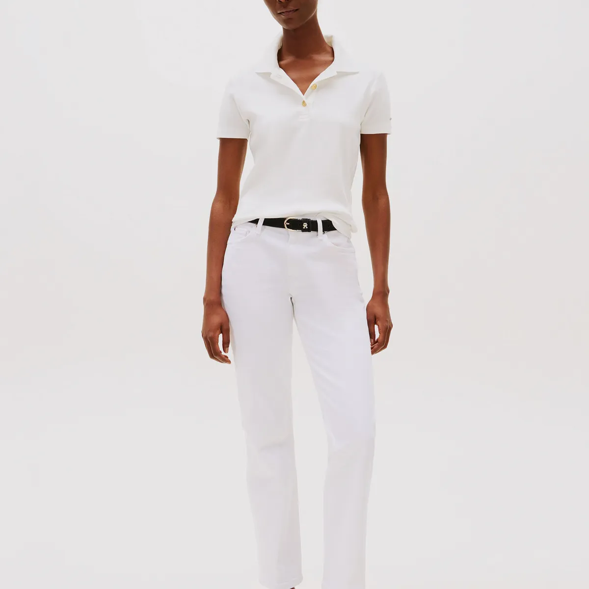 TOMMY HILFIGER - Polo Gold Button Slim Fit Blanco Tommy Hilfiger