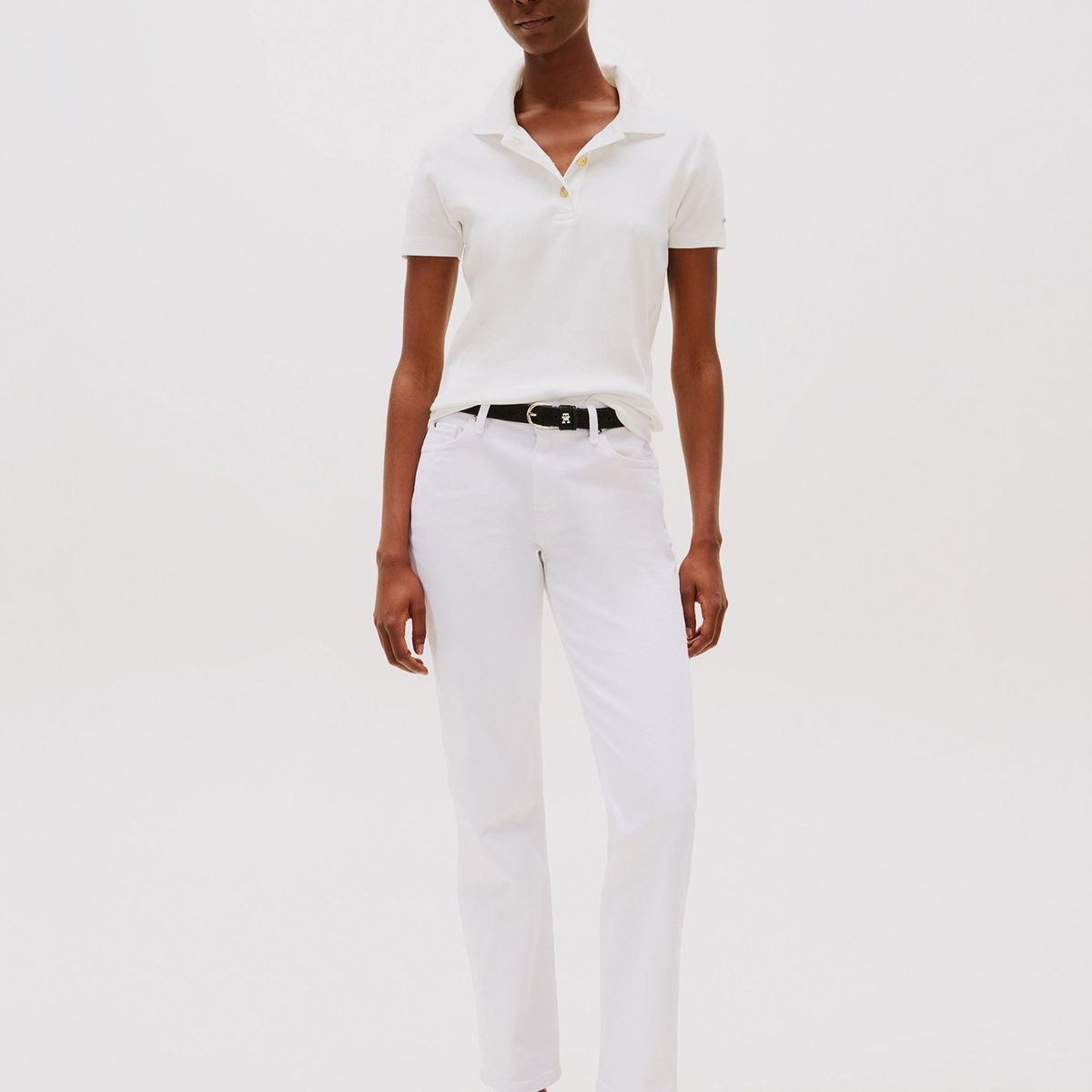 TOMMY HILFIGER - Polo Gold Button Slim Fit Blanco Tommy Hilfiger