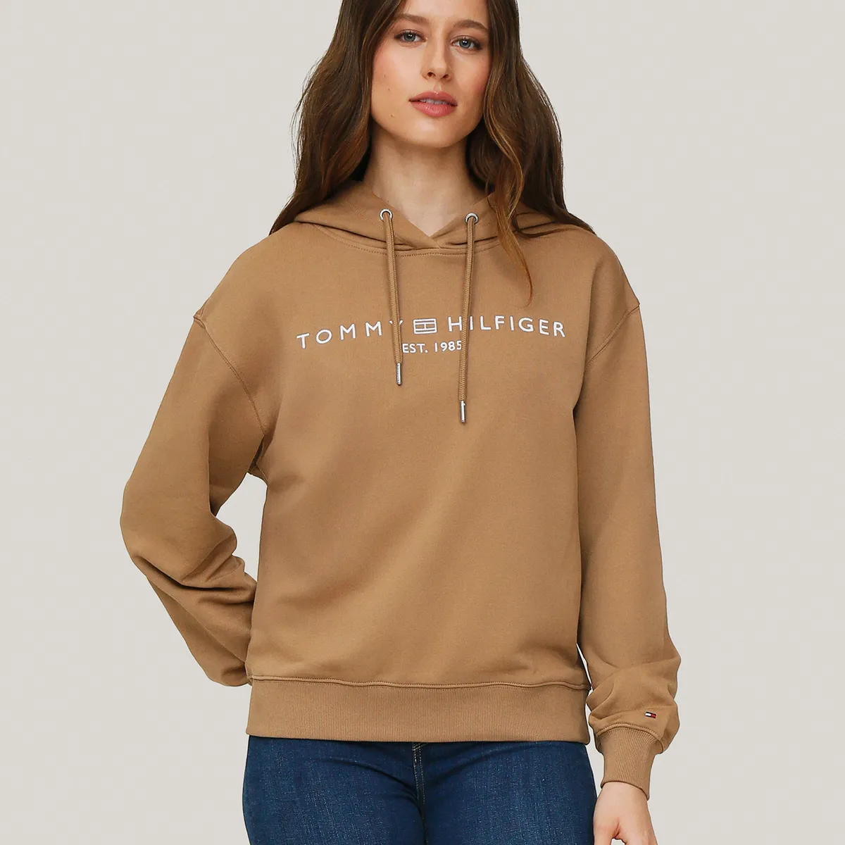 TOMMY HILFIGER - Polerón Hoodie Corporate Logo Beige Tommy Hilfiger