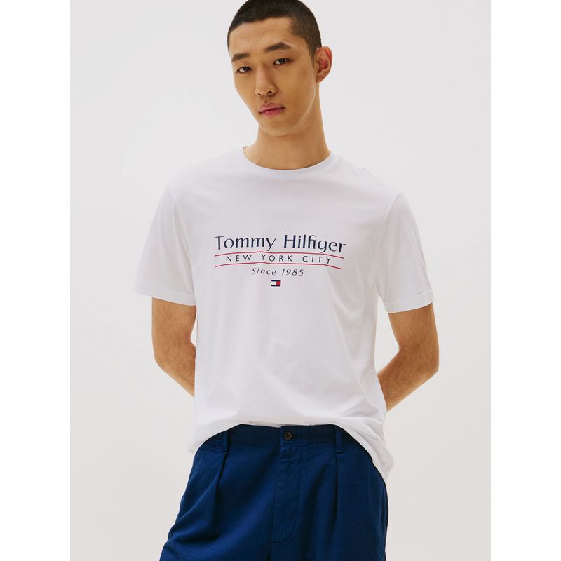 TOMMY HILFIGER - Polera Center Stack Logo Blanco Tommy Hilfiger