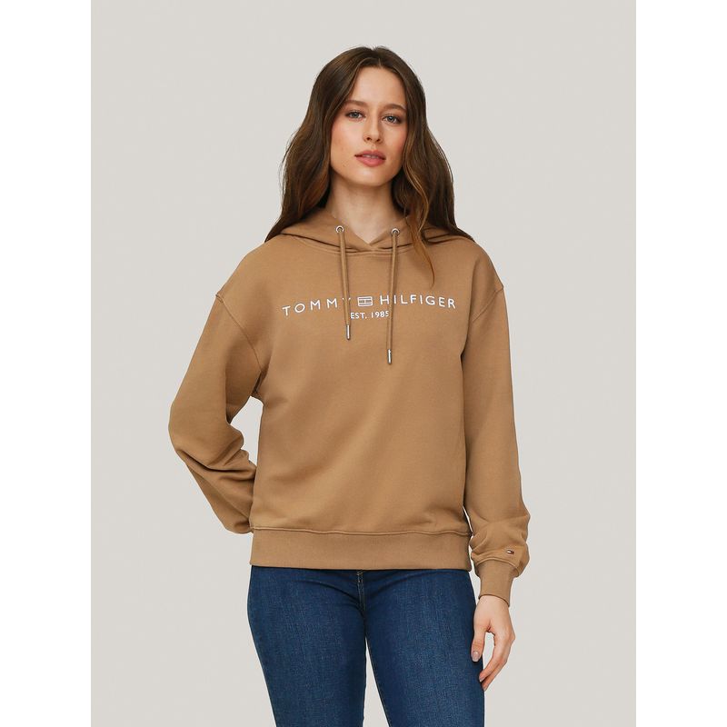 TOMMY HILFIGER - Polerón Hoodie Corporate Logo Beige Tommy Hilfiger