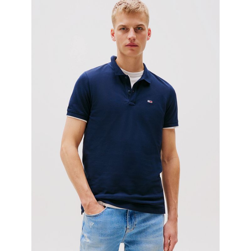 TOMMY HILFIGER - Polo Placket Logo Slim Fit Azul Tommy Jeans