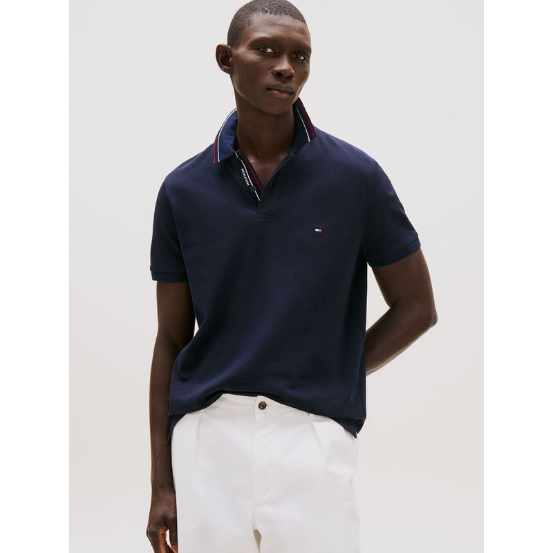 TOMMY HILFIGER - Polo Con Cuello Ribeteado Regular Fit Azul Tommy Hilfiger