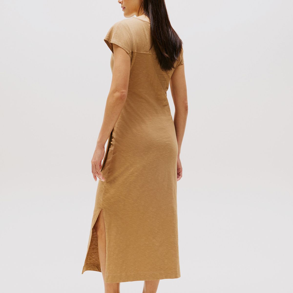 TOMMY HILFIGER - Vestido Midi Con Cuello Bote Beige Tommy Hilfiger