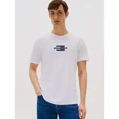 TOMMY HILFIGER - Polera Flag Box Logo Blanco