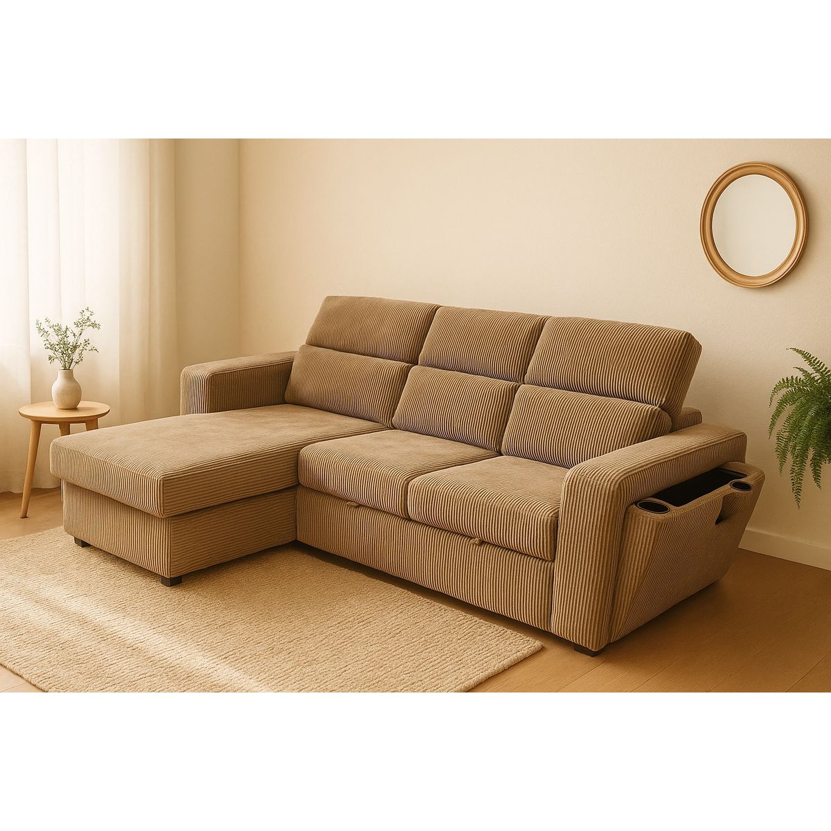 SWEET HOGAR - Sofá seccional color café  modelo Roma