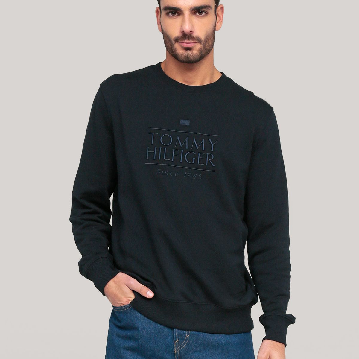 TOMMY HILFIGER - Polerón Con Logo Bordado Azul Tommy Hilfiger