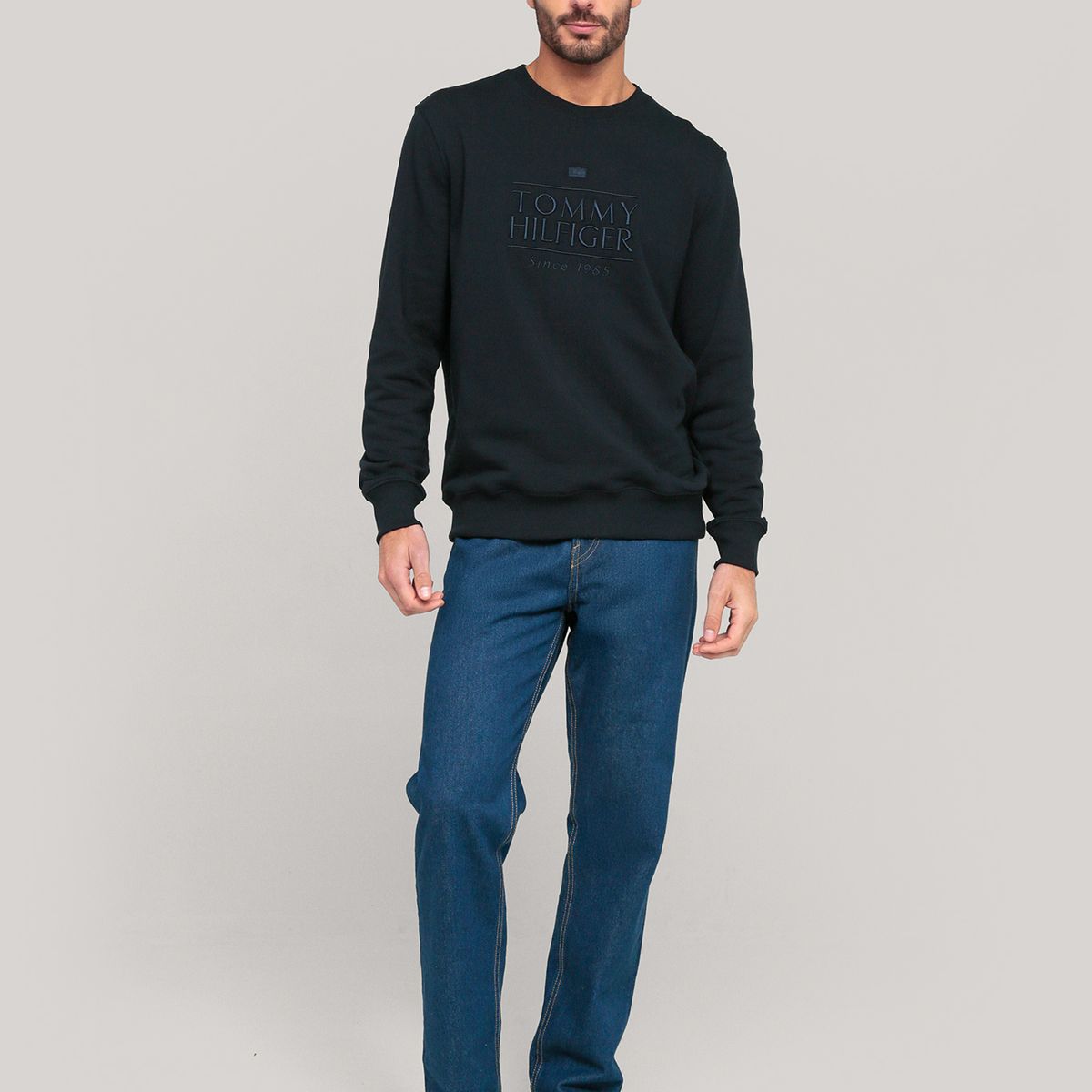 TOMMY HILFIGER - Polerón Con Logo Bordado Azul Tommy Hilfiger