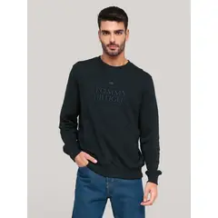 TOMMY HILFIGER - Polerón Con Logo Bordado Azul