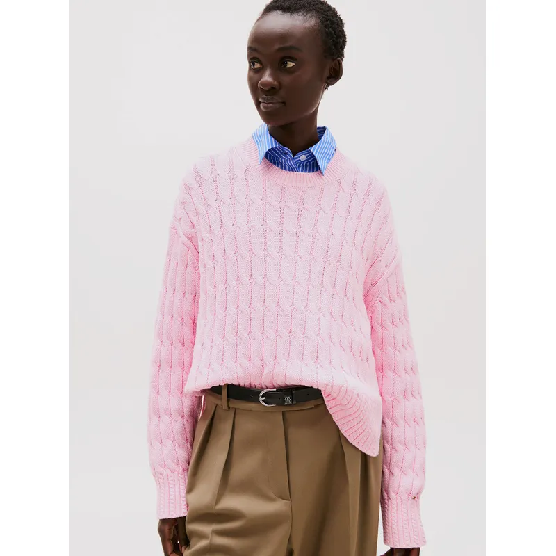 TOMMY HILFIGER - Sweater Soft Cable Solid Rosado Tommy Hilfiger