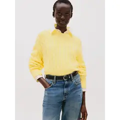 TOMMY HILFIGER - Sweater Soft Cable Solid Amarillo