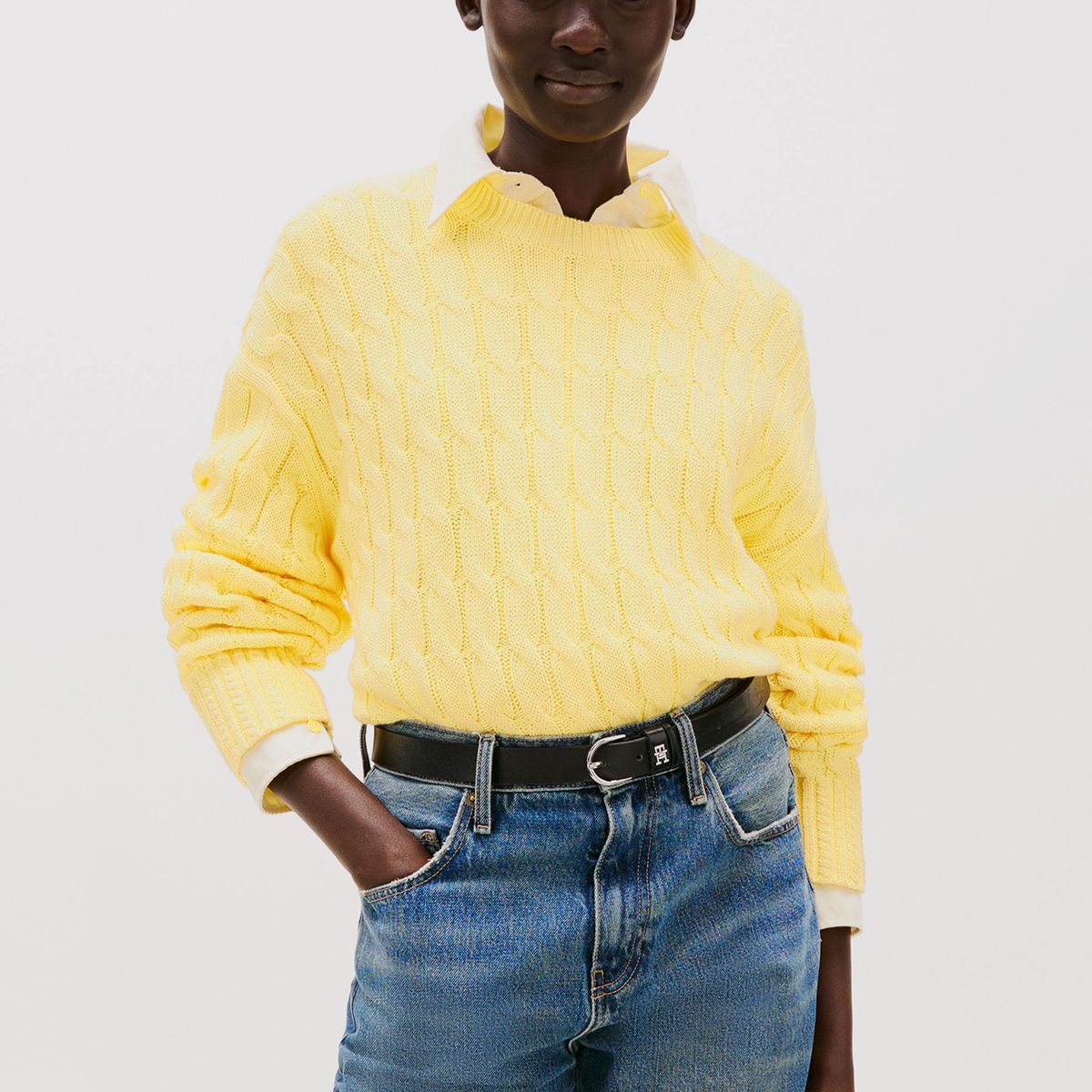 TOMMY HILFIGER - Sweater Soft Cable Solid Amarillo Tommy Hilfiger