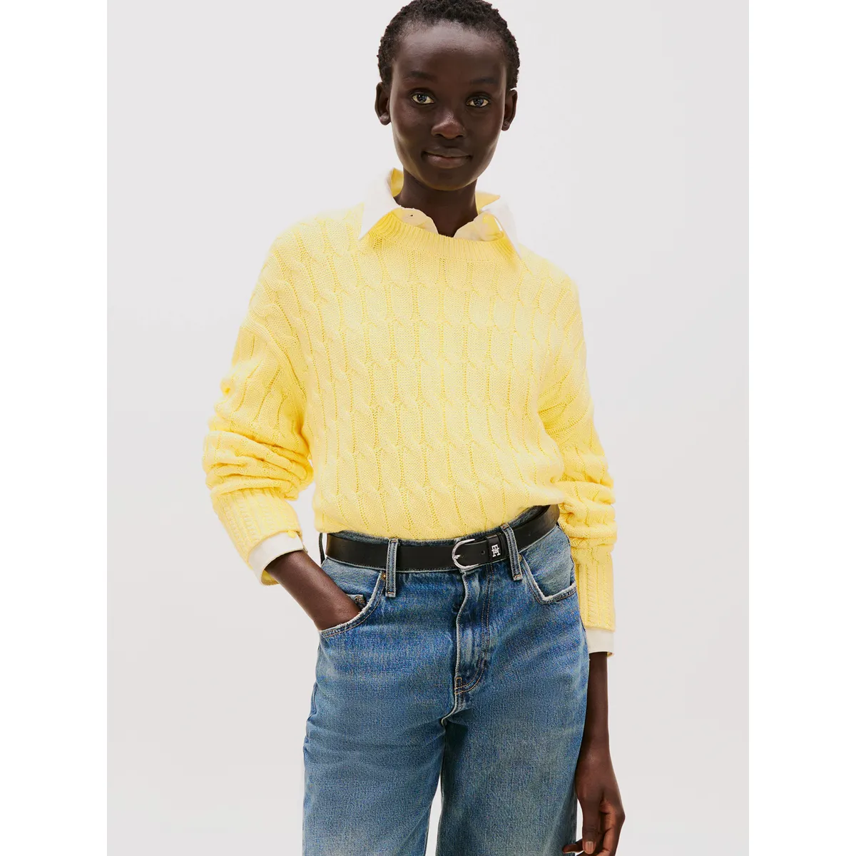 TOMMY HILFIGER - Sweater Soft Cable Solid Amarillo Tommy Hilfiger