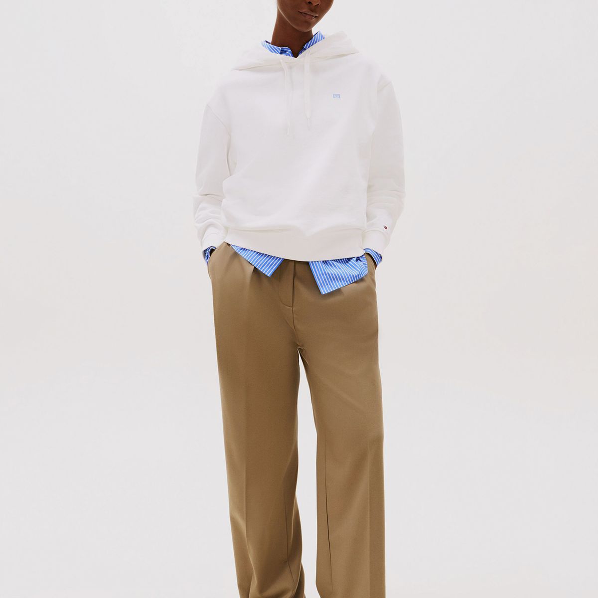 TOMMY HILFIGER - Polerón Hoodie Contrast Flag Logo Blanco Tommy Hilfiger