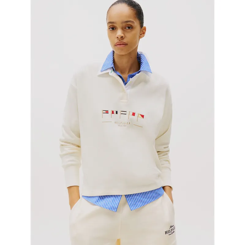 TOMMY HILFIGER - Polo Sail Flags Relaxed Fit Blanco Tommy Hilfiger