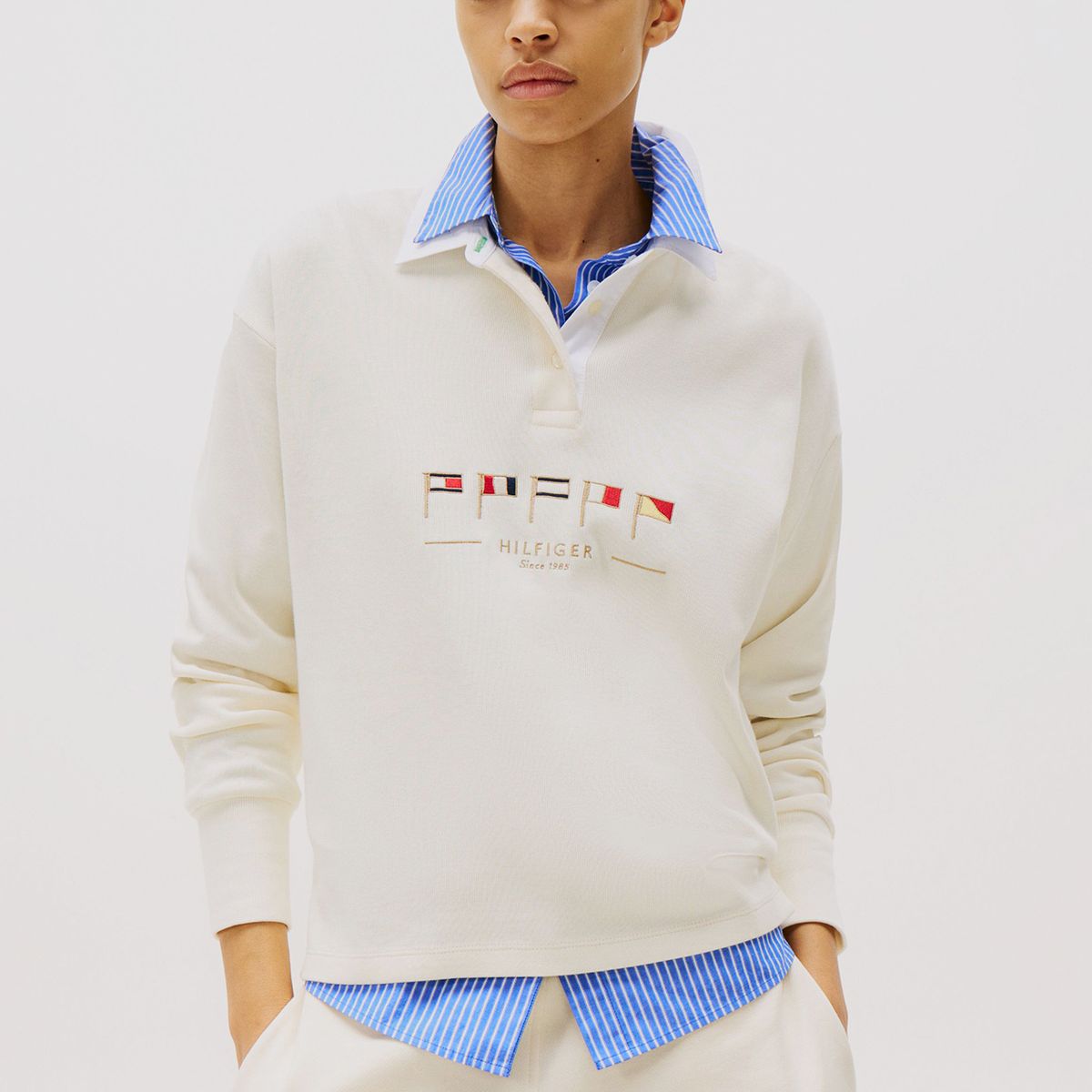 TOMMY HILFIGER - Polo Sail Flags Relaxed Fit Blanco Tommy Hilfiger