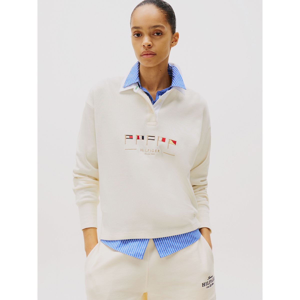 TOMMY HILFIGER - Polo Sail Flags Relaxed Fit Blanco Tommy Hilfiger