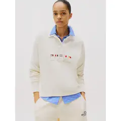 TOMMY HILFIGER - Polo Sail Flags Relaxed Fit Blanco