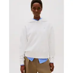 TOMMY HILFIGER - Polerón Hoodie Contrast Flag Logo Blanco