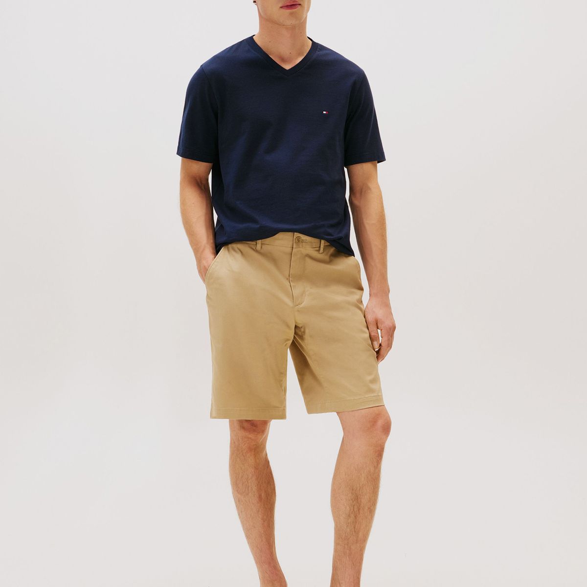 TOMMY HILFIGER - Polera Essential Cotton V-Neck Regular Fit Azul Tommy Hilfiger