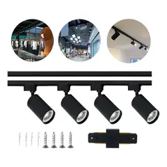 LEMU LUX - 4 Foco Riel 220v Frio/calido Riel Monofásico 2mt Negro