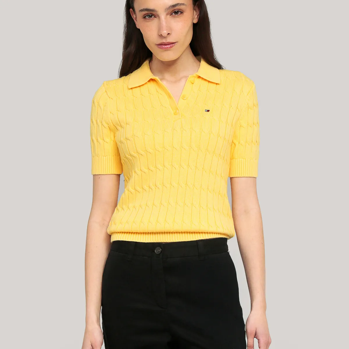 TOMMY HILFIGER - Sweater Cable Solid Amarillo Tommy Hilfiger