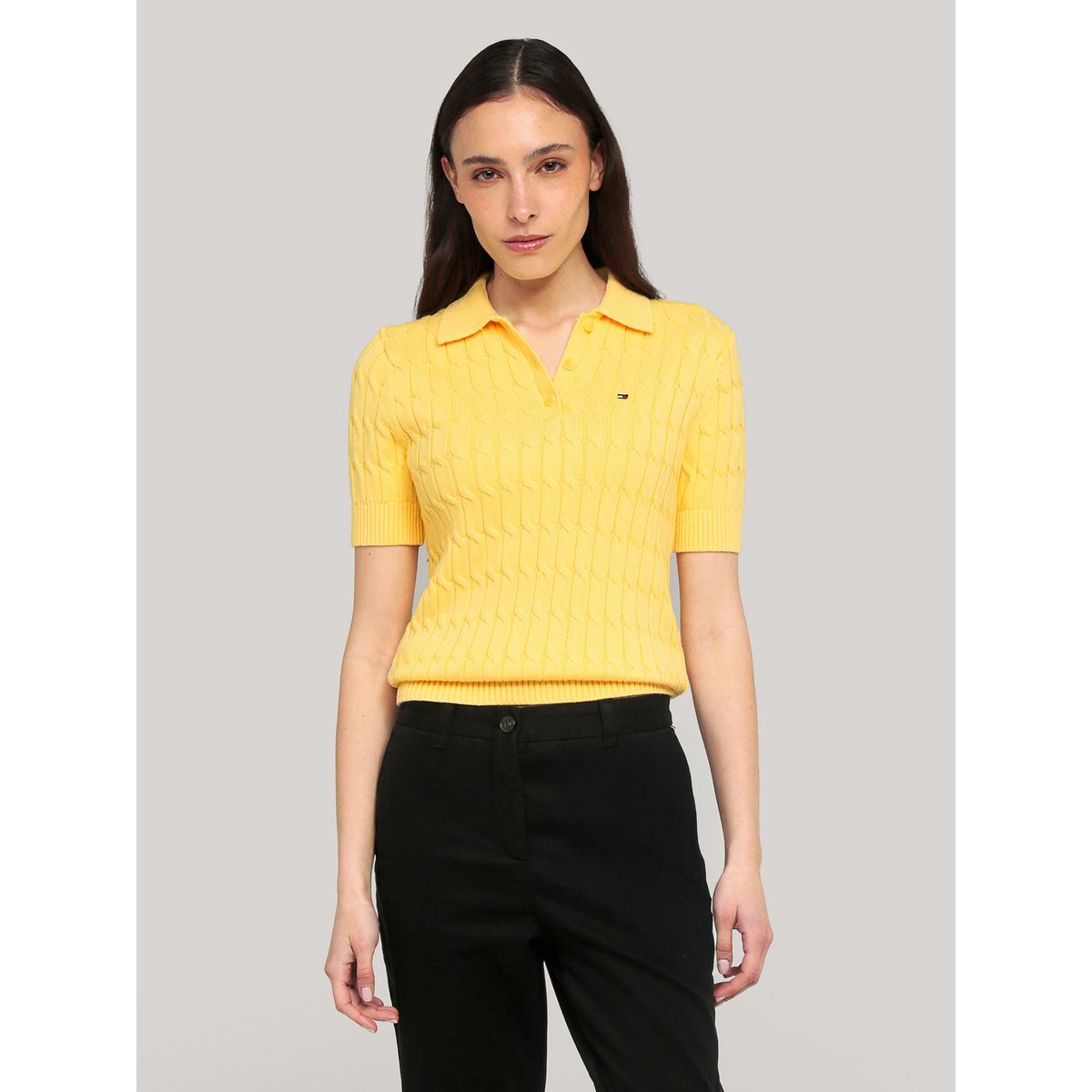 TOMMY HILFIGER - Sweater Cable Solid Amarillo Tommy Hilfiger