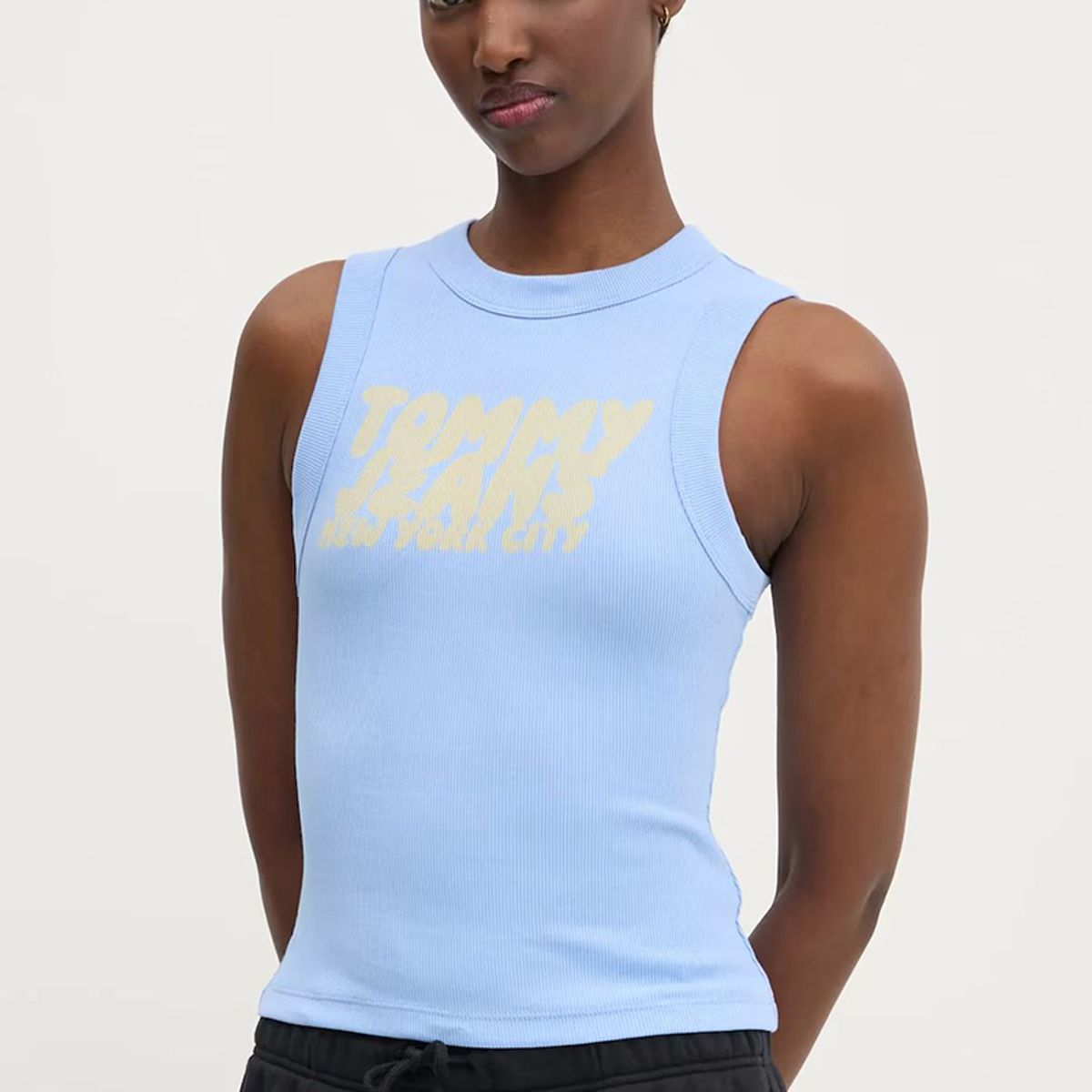 TOMMY HILFIGER - Polera Bubble Con Logo Celeste Tommy Jeans