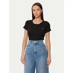 TOMMY HILFIGER - Polera De Rayas Slim Fit Negro Tommy Jeans
