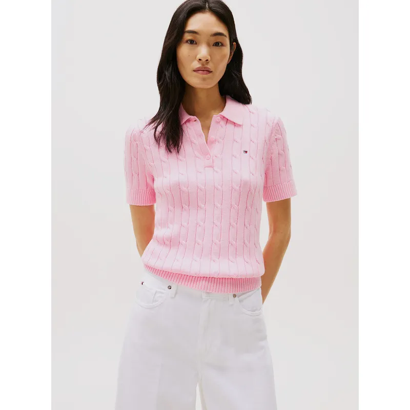 TOMMY HILFIGER - Sweater Cable Solid Rosado Tommy Hilfiger