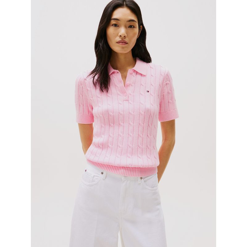 TOMMY HILFIGER - Sweater Cable Solid Rosado Tommy Hilfiger