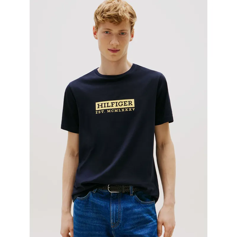 TOMMY HILFIGER - Polera Colour To Colour Logo Azul Tommy Hilfiger