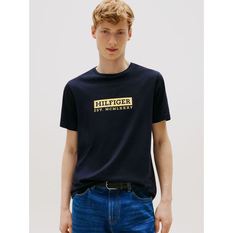 TOMMY HILFIGER - Polera Colour To Colour Logo Azul Tommy Hilfiger