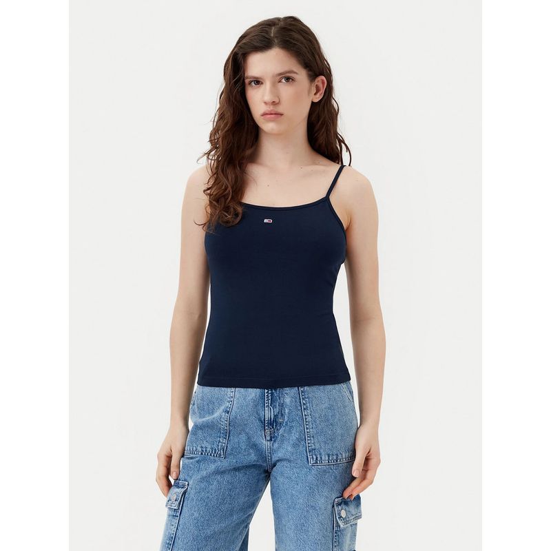 TOMMY HILFIGER - Polera Essential Con Logo Azul Tommy Jeans