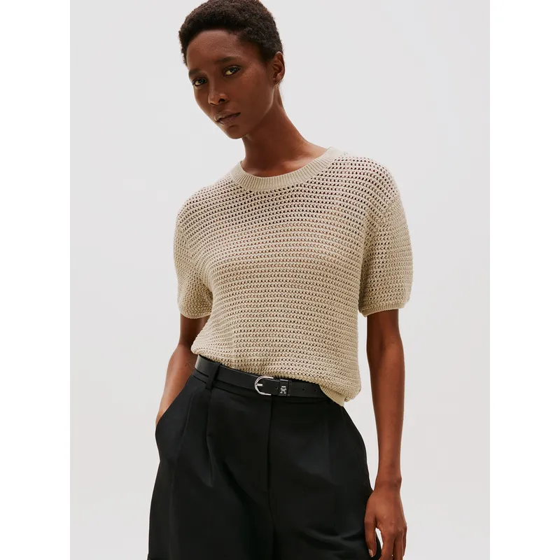TOMMY HILFIGER - Sweater De Croché Solid Beige Tommy Hilfiger
