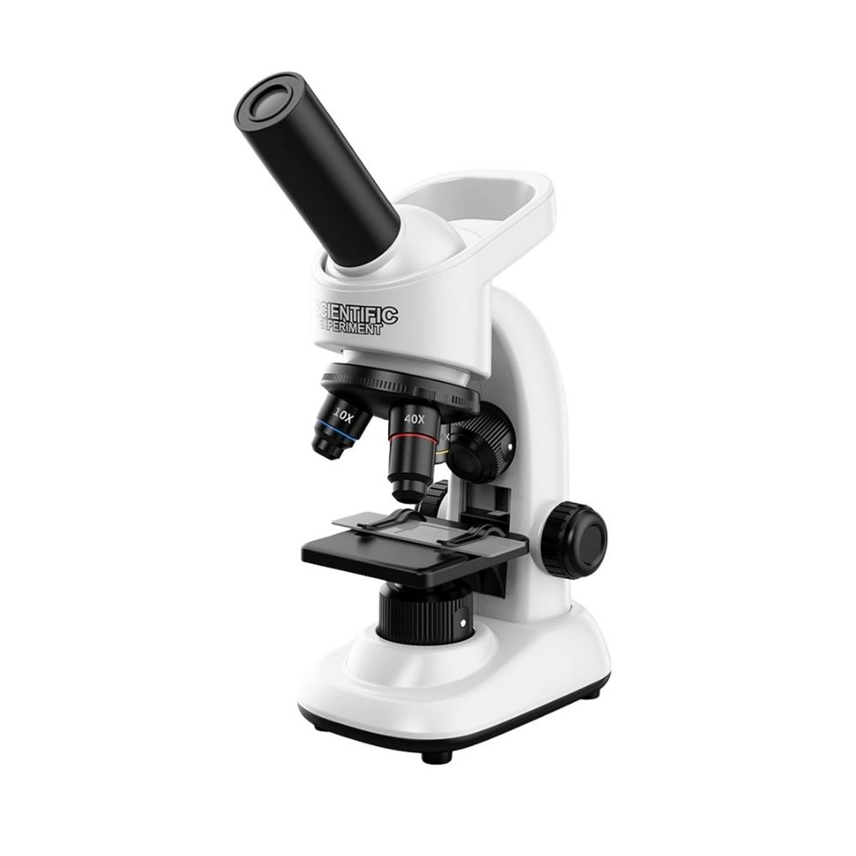 NOVYSTOR - Microscopio Educativo Profesional 16000X Blanco con Muestras