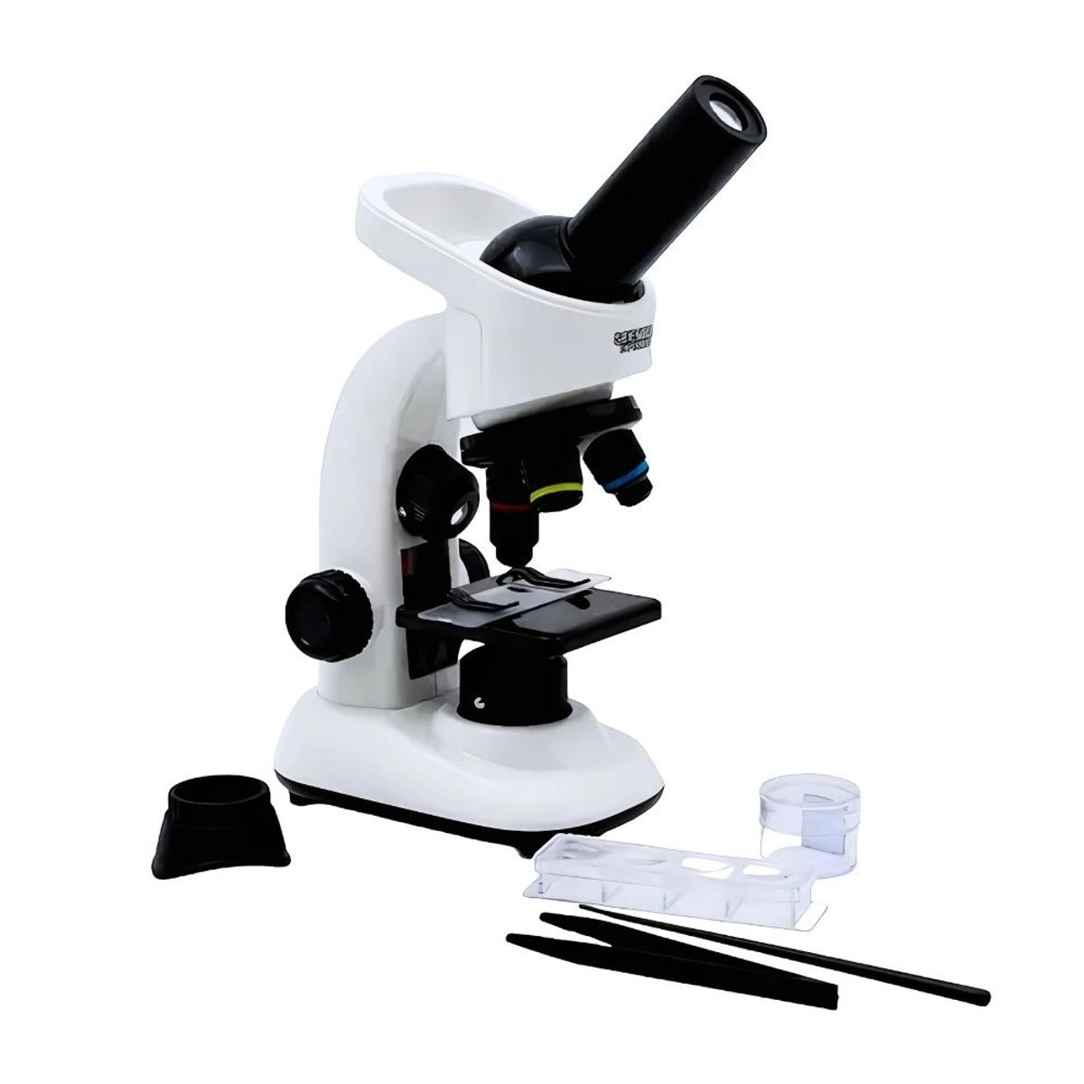 NOVYSTOR - Microscopio Educativo Profesional 16000X Blanco con Muestras