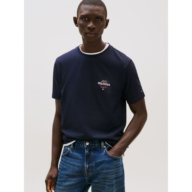TOMMY HILFIGER - Polera Monotype All America Logo Azul Tommy Hilfiger