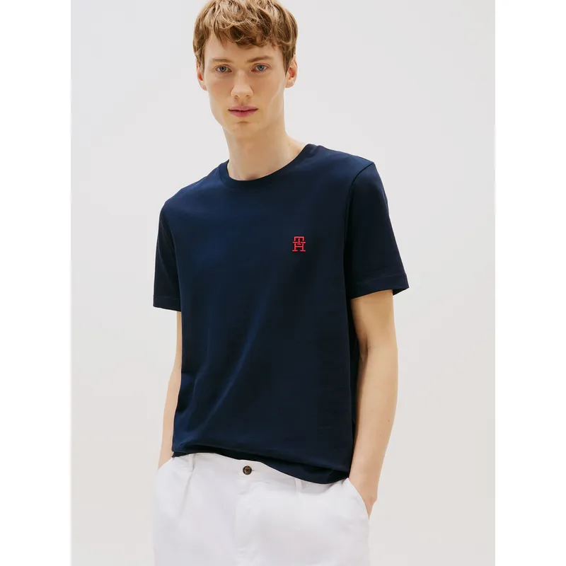 TOMMY HILFIGER - Polera Monogram Logo Azul Tommy Hilfiger