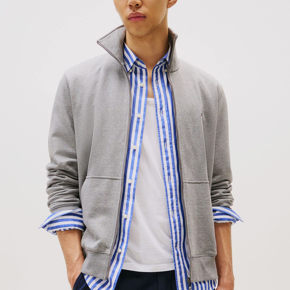 TOMMY HILFIGER - Polerón Essential Terry Con Cierre Gris Tommy Hilfiger