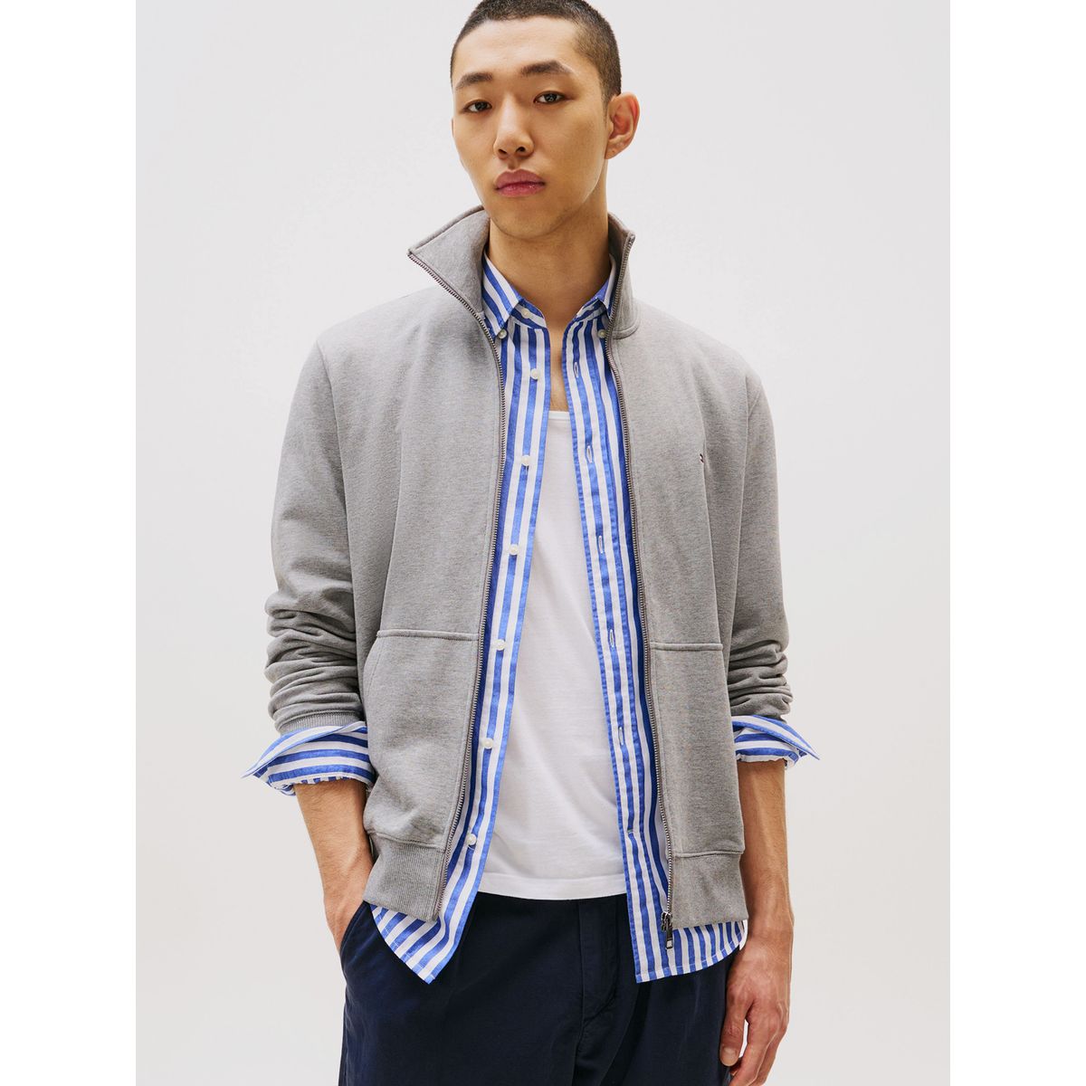 TOMMY HILFIGER - Polerón Essential Terry Con Cierre Gris Tommy Hilfiger