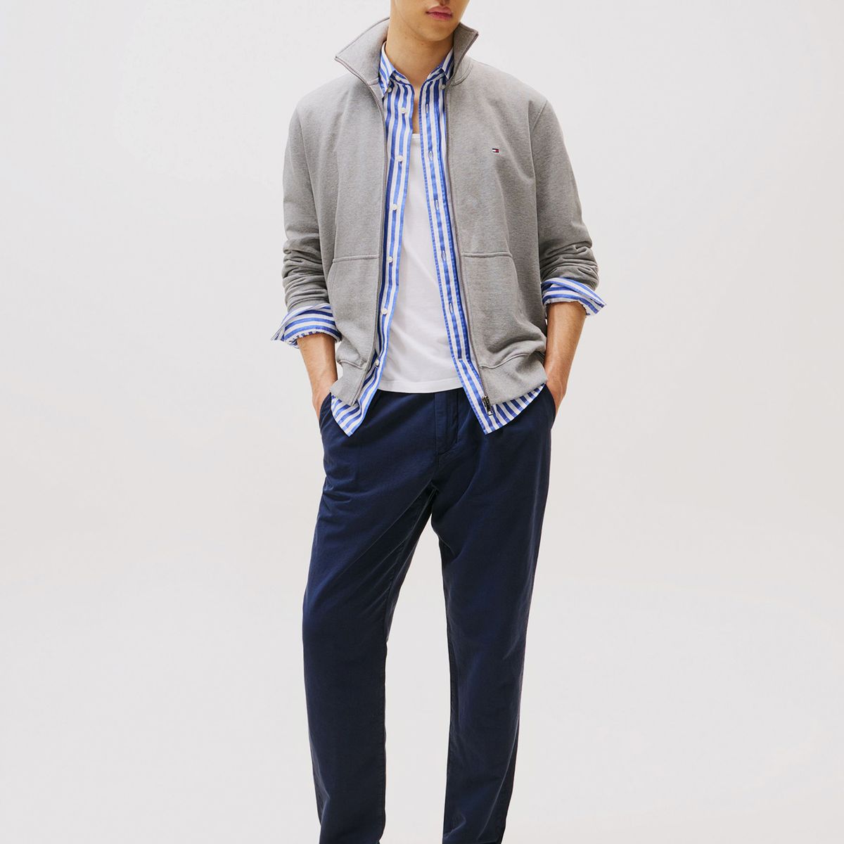 TOMMY HILFIGER - Polerón Essential Terry Con Cierre Gris Tommy Hilfiger